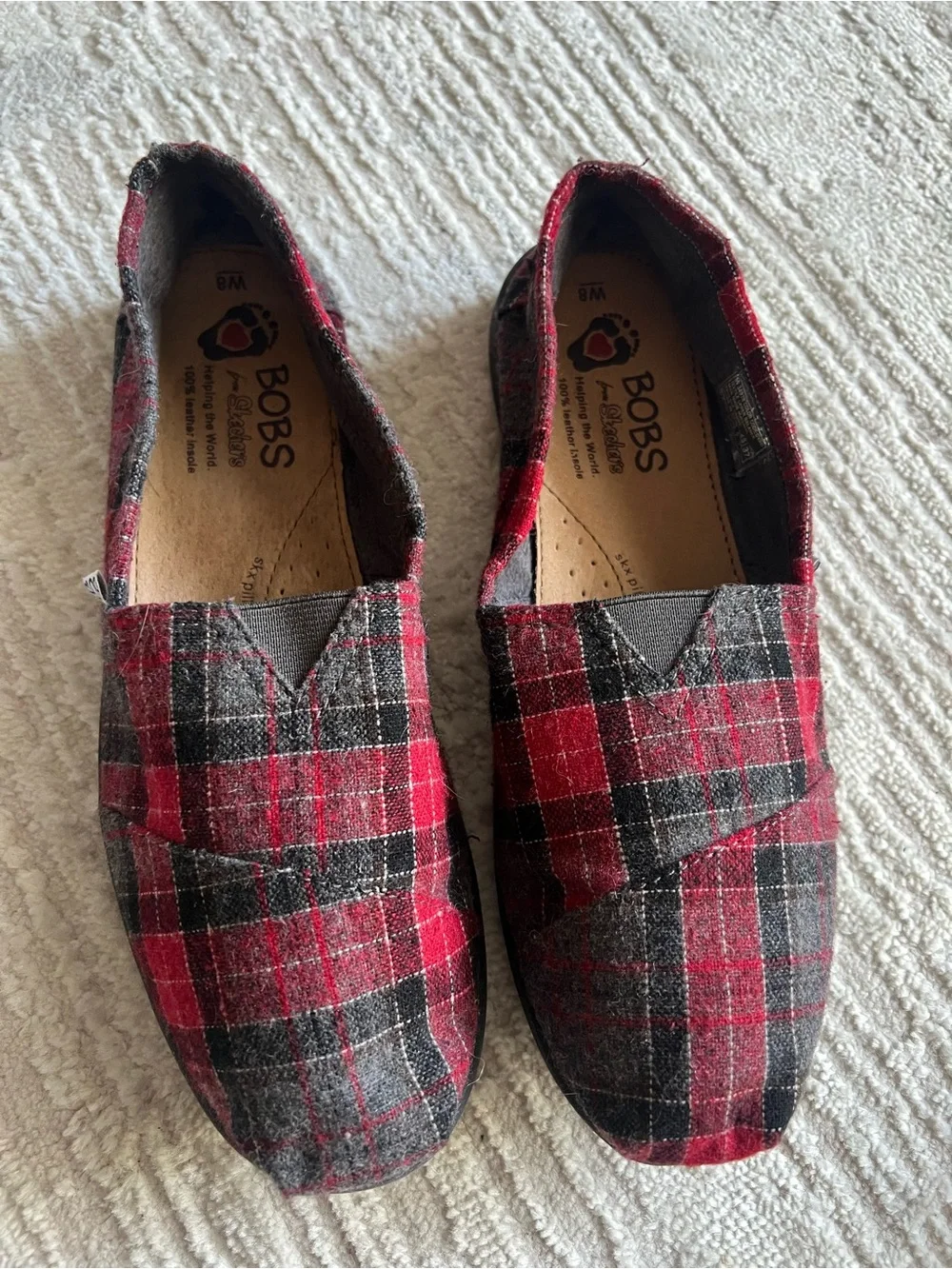 BOBS Plaid Slip-On Shoes in Red and Black
